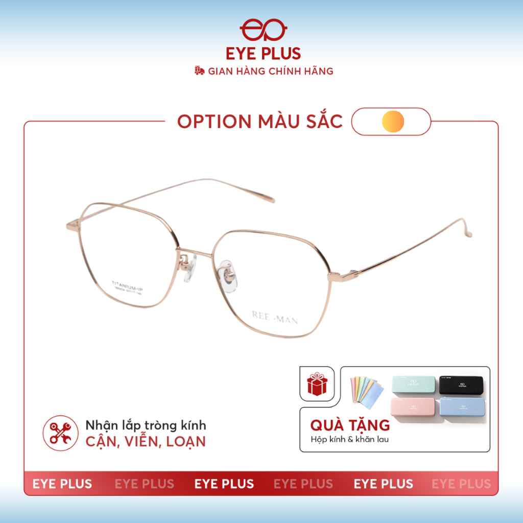 Kính Cận Dáng Đa Giác 190042 Eyeplus Gọng Titanium Cao Cấp Mỏng Nhẹ Sang Trọng Thời Trang Unisex
