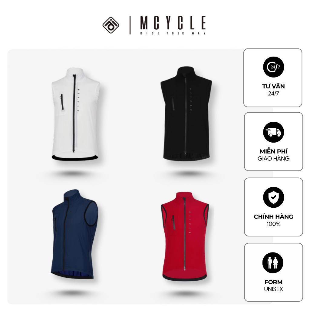 Áo vest gilet đạp xe Nam Nữ MY176, chính hãng Mcycle
