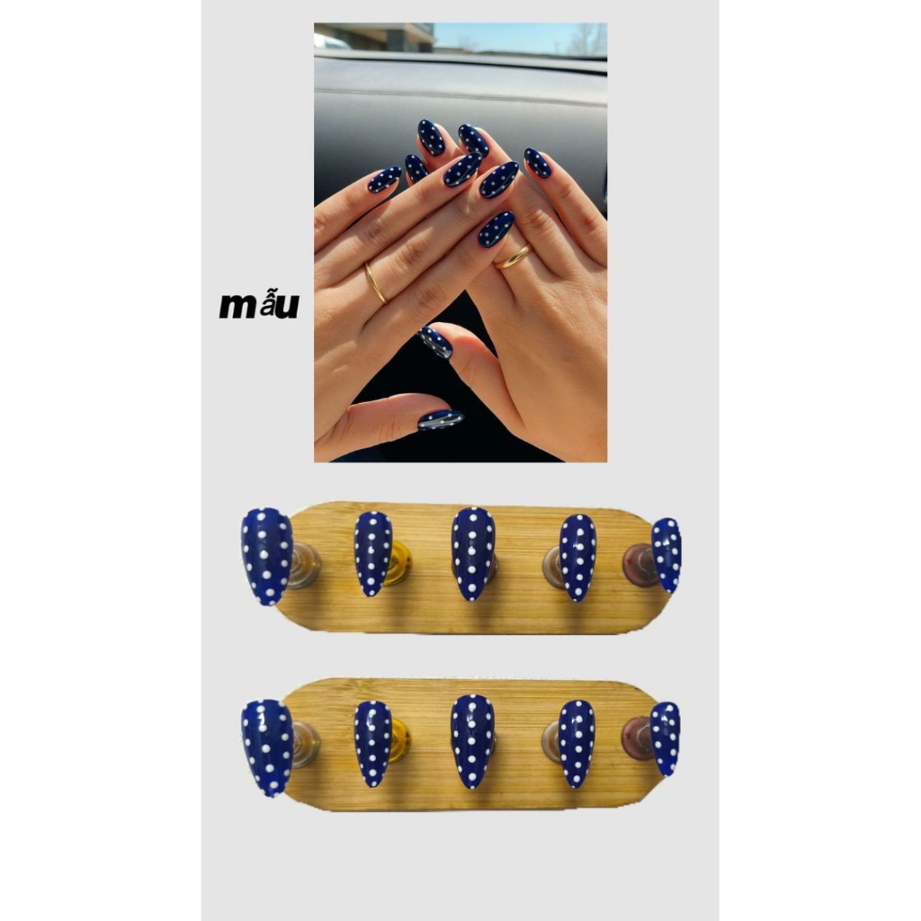 Nailbox navy blue polkadot