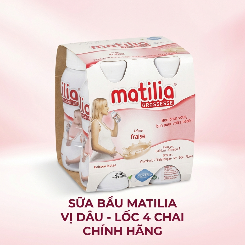 [Lốc 4 Chai 200ml] Sữa Bầu Matilia Grossesse Pháp Vị Dâu - Dinh Dưỡng Vào Con Không Vào Mẹ - Nhập Kh