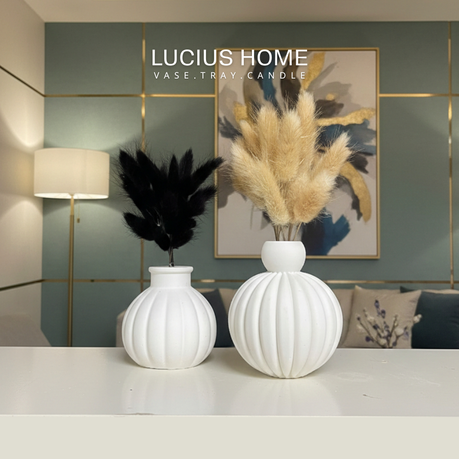 Lọ hoa thạch cao hình Bí, trang trí bàn học, nhà cửa, chụp hình sản phẩm - Lucius Home