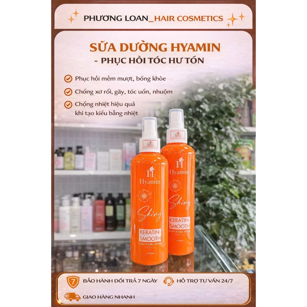 XỊT DƯỠNG PHỤC HỒI NUÔI DƯỠNG TÓC HÀNG NGÀY HYAMIN KERATIN SMOOTH 300ML
