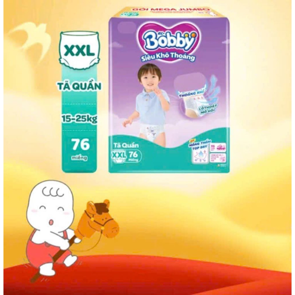 Tã quần Bobby Mega Jumbo Size XXL 76 miếng date mới