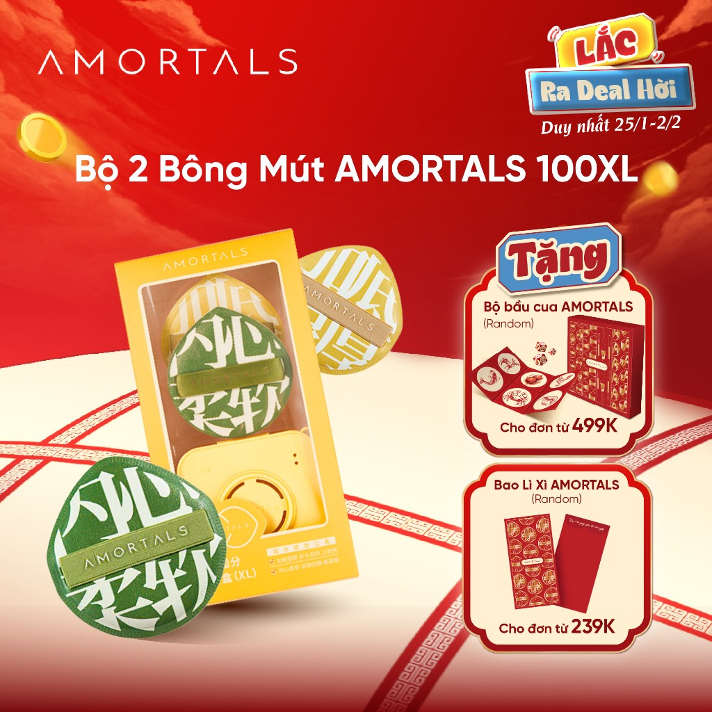 [BD] Bông Mút Trang Điểm AMORTALS 100 Size XL - Mềm Mại Đàn Hồi Cao Tặng Kèm Hộp Đựng