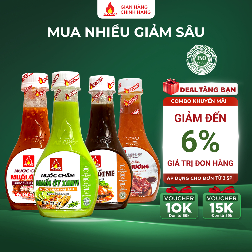 Combo 4 chai xốt chấm thần thánh trong bữa cơm gia đình đa năng chấm thịt nướng, hải sản lẩu vị chua