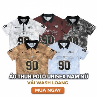 Áo Polo Form Boxy 09 Vải Wash Loang 5 màu cá tính vải thun 2 da dày dặn, mát, mịn, co dãn nhẹ, form rộng unisex nam nữ