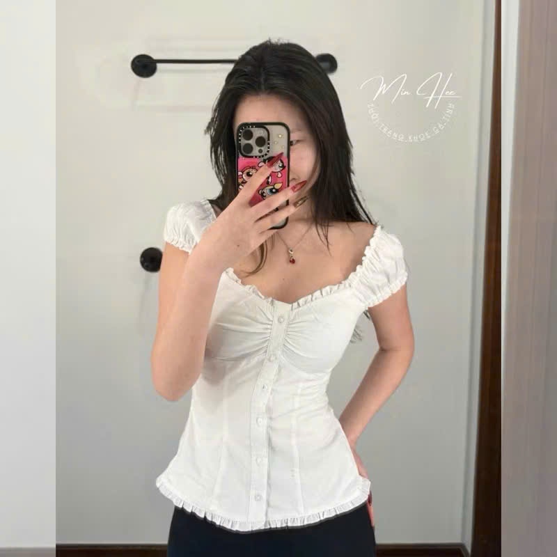 𝗖𝗵𝗲𝘃𝗮 𝗟𝗶𝗻𝗲𝗻 - |BEELY| - Áo Linen viền bèo