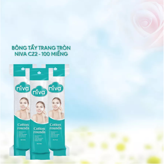 Bông Tẩy Trang NIVA CZ2 Tròn 100 Miếng- 100% Cotton Tự Nhiên, Dịu Nhẹ Cho Da Nhạy Cảm