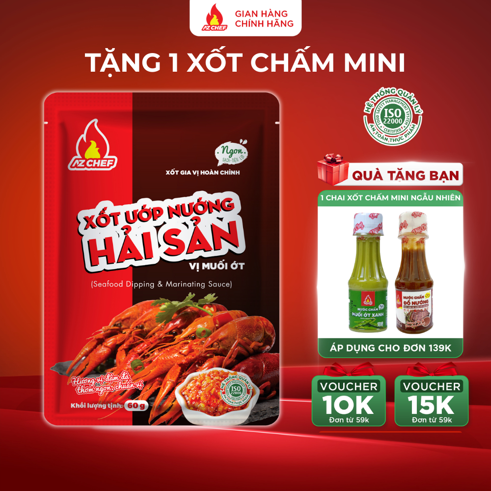 Sốt Ướp Nướng Hải Sản 60g AZ CHEF - Chấm, ướp nướng các món hải sản - Cay tê đậm đà