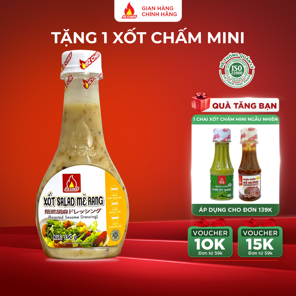 Sốt mè rang trộn salad 190g AZ CHEF, Xốt trộn các món salad ăn liền, thơm ngon, chuẩn vị