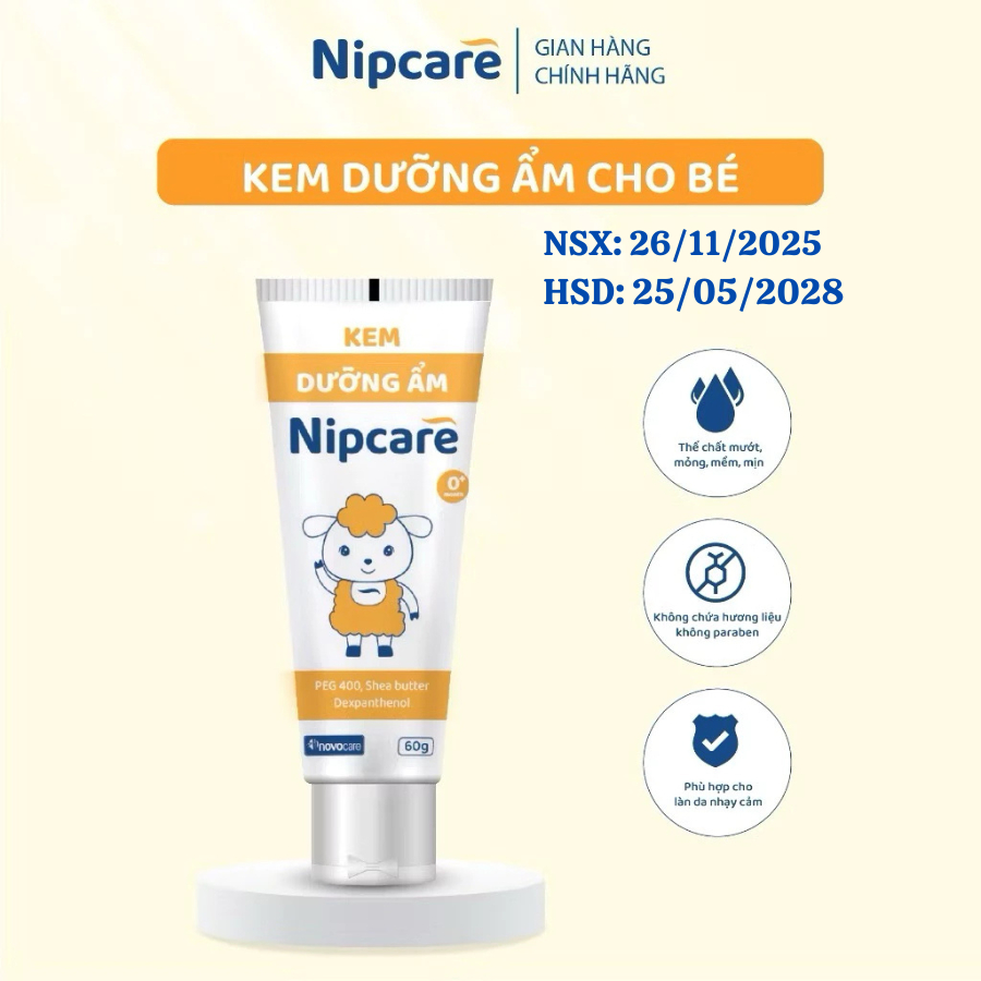 Kem dưỡng ẩm Nipcare cho bé từ 0 tháng tuýp 60g