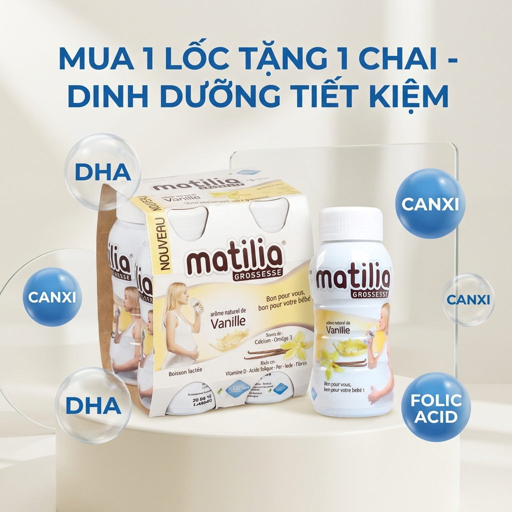 [Bé yêu 01 lốc vani (tặng 01 chai)] Sữa Bầu Matilia Grossesse Pháp Vị Vani - Dinh Dưỡng Vào Con Khôn