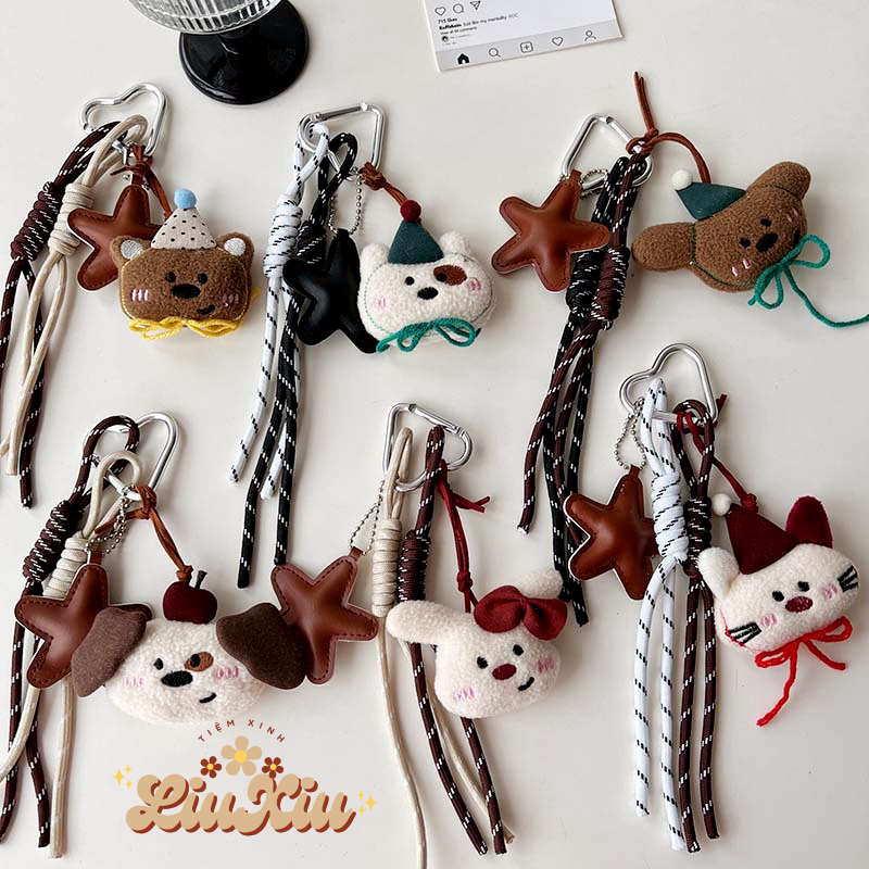 Charm Túi Xách Gấu Đội Mũ Vintage – Móc Khoá Thú Bông Treo Balo Phong Cách Hàn Y2K | Phụ Kiện Chio'2nd Hot Trend