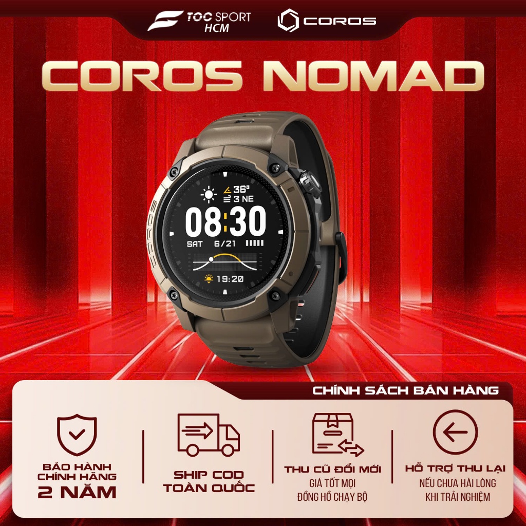 COROS NOMAD | Đồng Hồ GPS Thể Thao COROS NOMAD | Dây Silicone | Hàng Chính Hãng