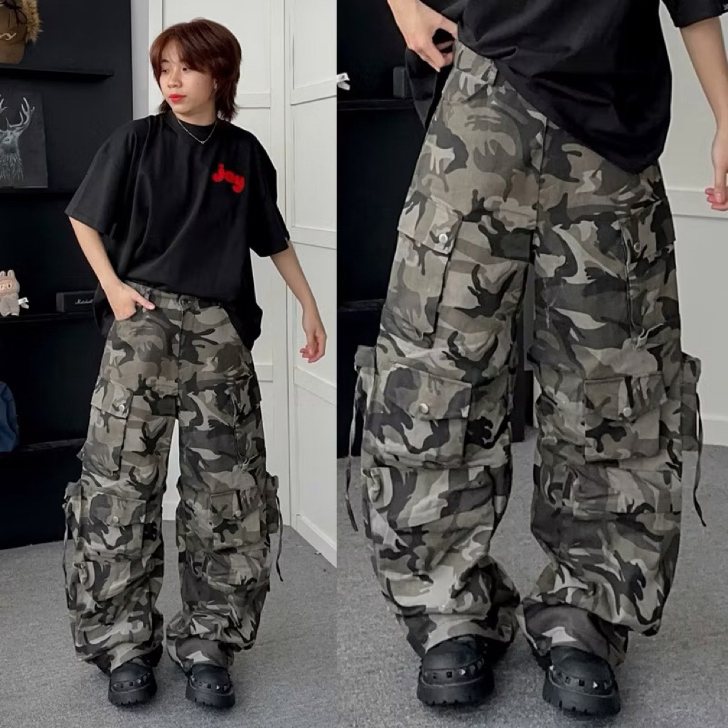 QUẦN CARGO PANTS TEN BOX CAMO - Quần Kaki HUGU 12 túi hộp màu CAMO dài suông ống rộng form nam nữ unisex Jaystoree | BigBuy360 - bigbuy360.vn