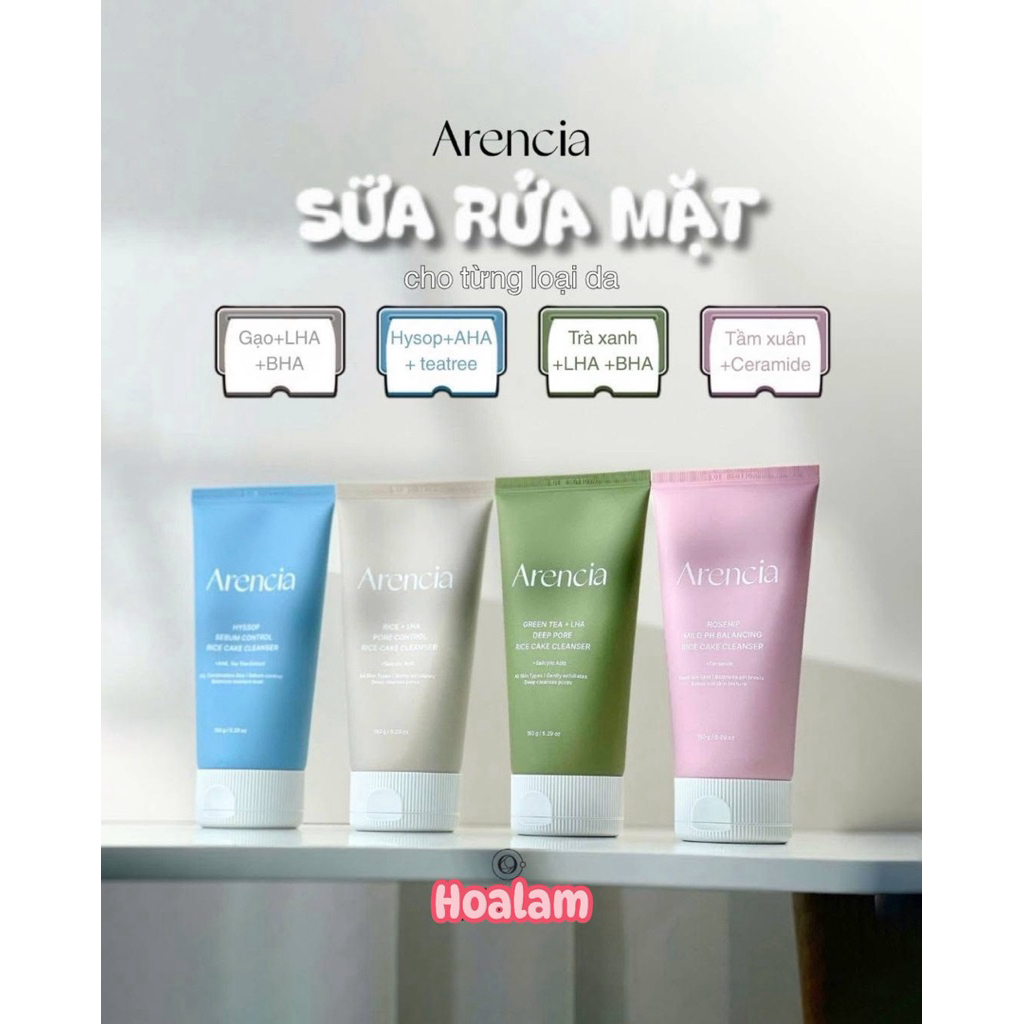 [AUTH 100%] SỮA RỬA MẶT MOCHI DẺO MỊN ARENCIA RICE CAKE CLEANSER