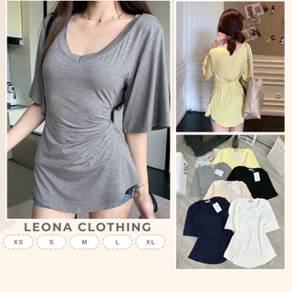 Áo Cổ Tim Dáng Dài Bo Eo Có Nút - AO00095 - Leona Clothing.