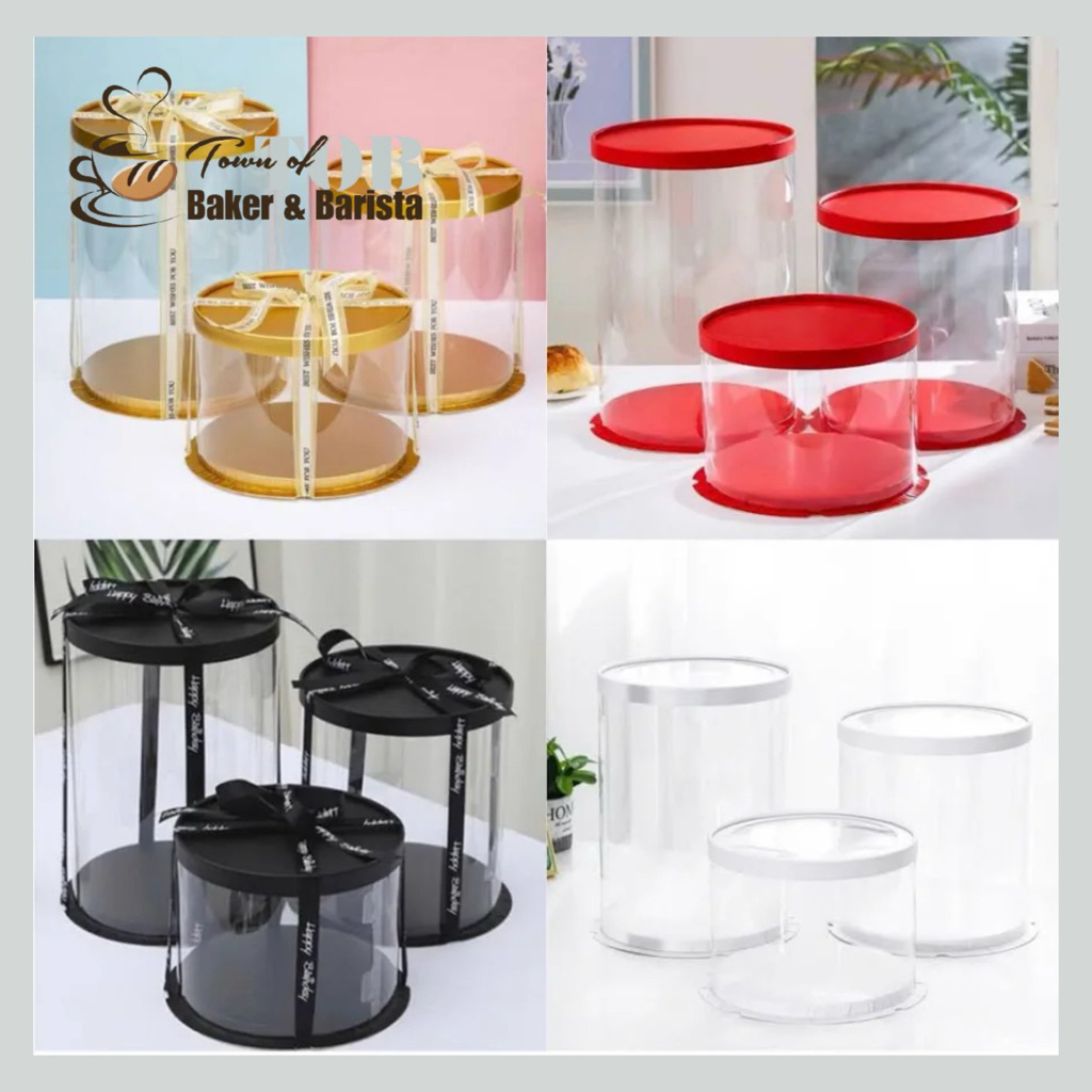 HỘP MICA TRONG SUỐT TRỤ TRÒN ĐỰNG BÁNH KEM - HỘP ĐỰNG SET QUÀ TẾT - The Cake Box