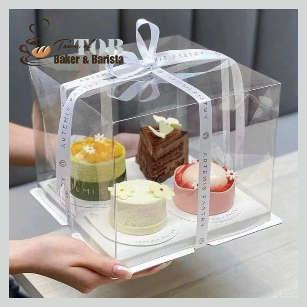 10 HỘP MICA TRONG SUỐT 2 CHI TIẾT ĐỰNG BÁNH KEM - The Cake Box