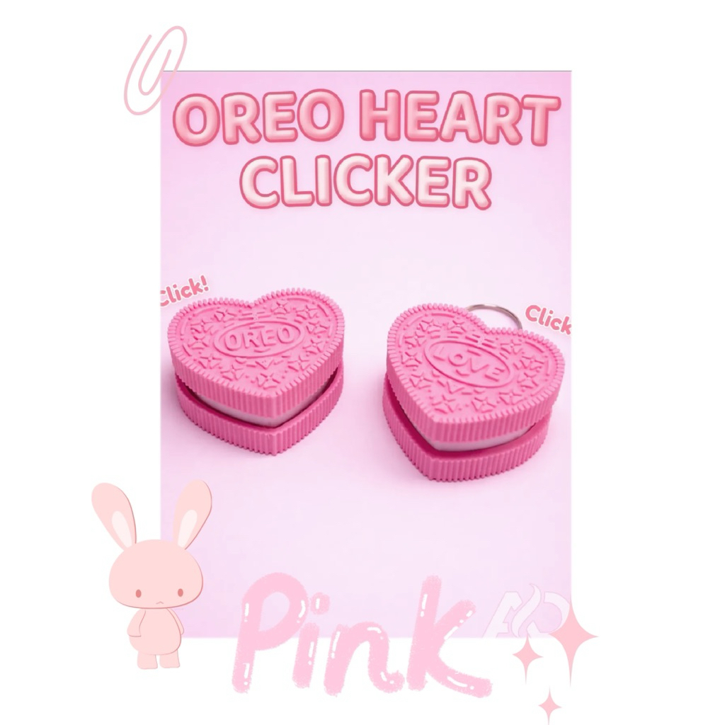 Móc Khóa Clicker Bánh Oreo Hồng  – Phụ Kiện Dễ Thương Cho Cặp & Balo