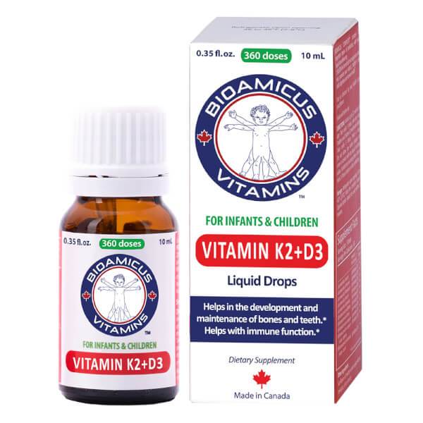 [Tặng quà + tích điểm ] Vitamin D3k2 MK7 Bioamicus giúp bé cao lớn khỏe mạnh lọ 10ml