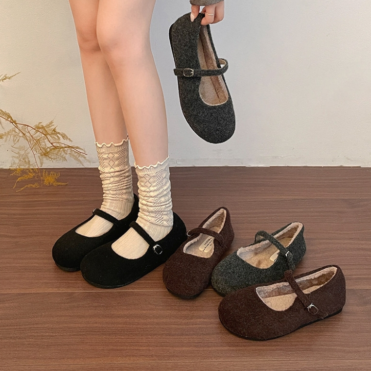 Giày vải dạ KICHI lót lông cừu nhân tạo giày mùa đông viber đà lạt cho nữ 𝗗𝟬𝟮