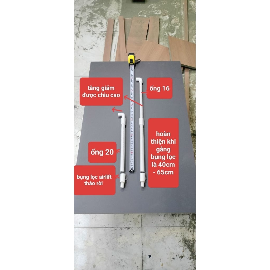 ống lọc airlift thay đổi được chìu cao 30 - 60cm
