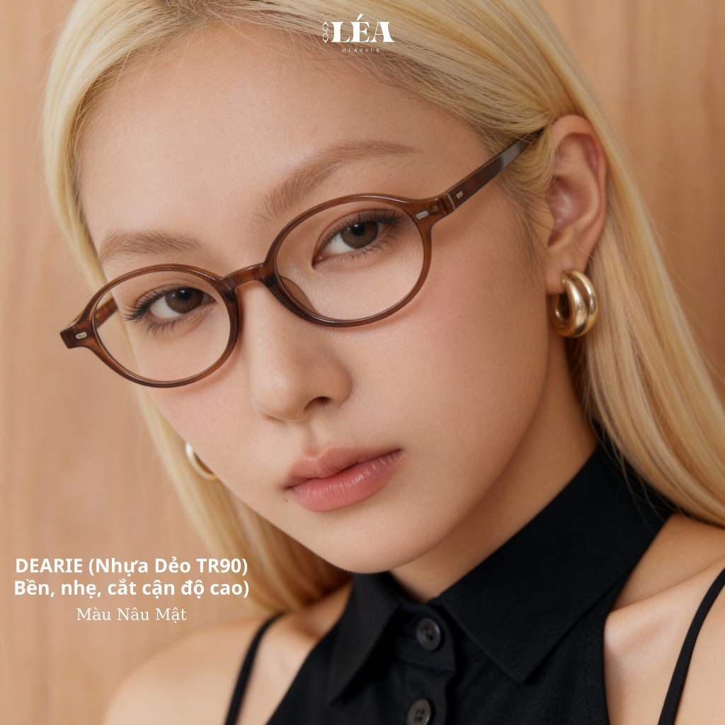 Kính mắt Oval Chuyên Lắp Cận LÉAGLASSES - DEARIE chất liệu nhựa cao cấp Y2K Bayonetta