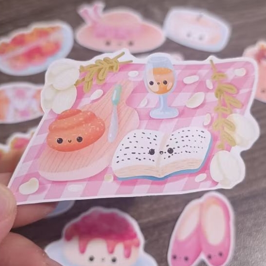 Set 12 sticker picnic dã ngoại chibi dễ thương M000147