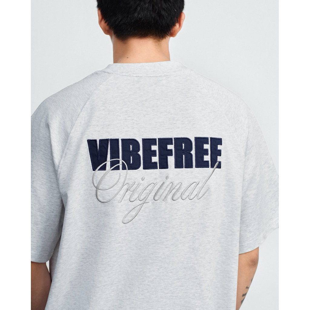 Áo thun raglan thêu VIBEFREE unisex 100% cotton basic cao cấp | BigBuy360 - bigbuy360.vn