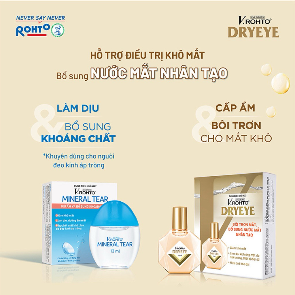 V.ROHTO MINERAL & VROHTO DRYEYE - BỘ ĐÔI NƯỚC MẮT NHÂN TẠO GIỮ ẨM CHO MẮT