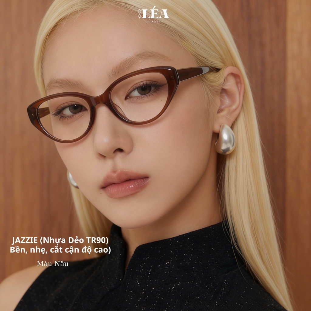 Kính mắt chuyên lắp cận JAZZIE - LÉAGLASSES mắt mèo nhựa dẻo TR90 cao cấp Y2K Bayonetta HOT TREND