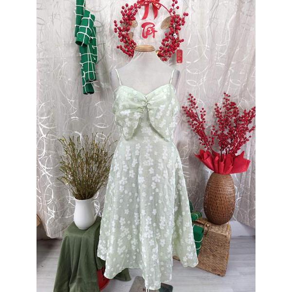 GIIAN thanh lý - Đầm voan 2 dây họa tiết hoa bymo - SIZE S