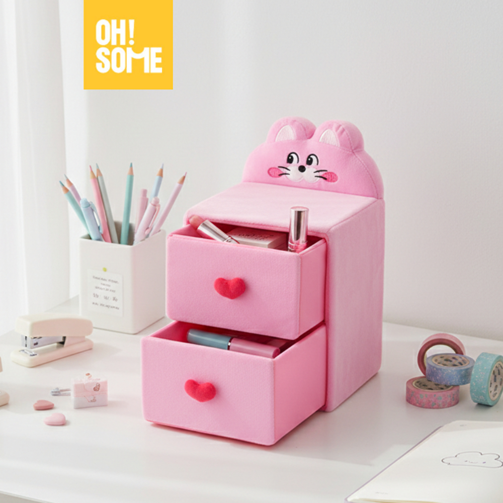 【OHSOME x Zizone】- Hộp đựng đồ đa năng, đựng mỹ phẩm, bút - có ngăn kéo vải nhung mềm mịn dễ thương 