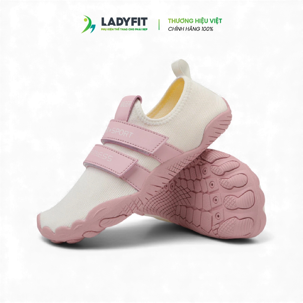 Giày Thể Thao Nữ Đế Bám Tập Gym – Cardio Pickleball – Thiết Kế Viền Hồng