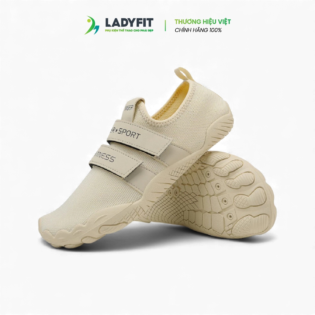 Giày Thể Thao Nữ Đế Bám Tập Gym – Cardio Pickleball – Thiết Kế màu Be