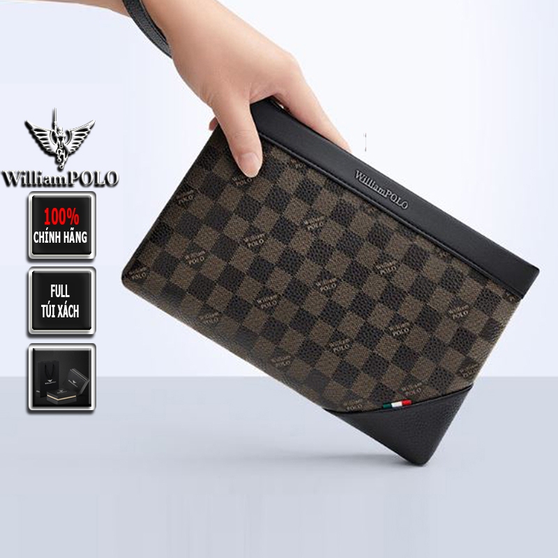 Túi kẹp nách nam cao cấp hàng hiệu WilliamPOLO chất liệu da Bò nguyên tấm - POLO 222179