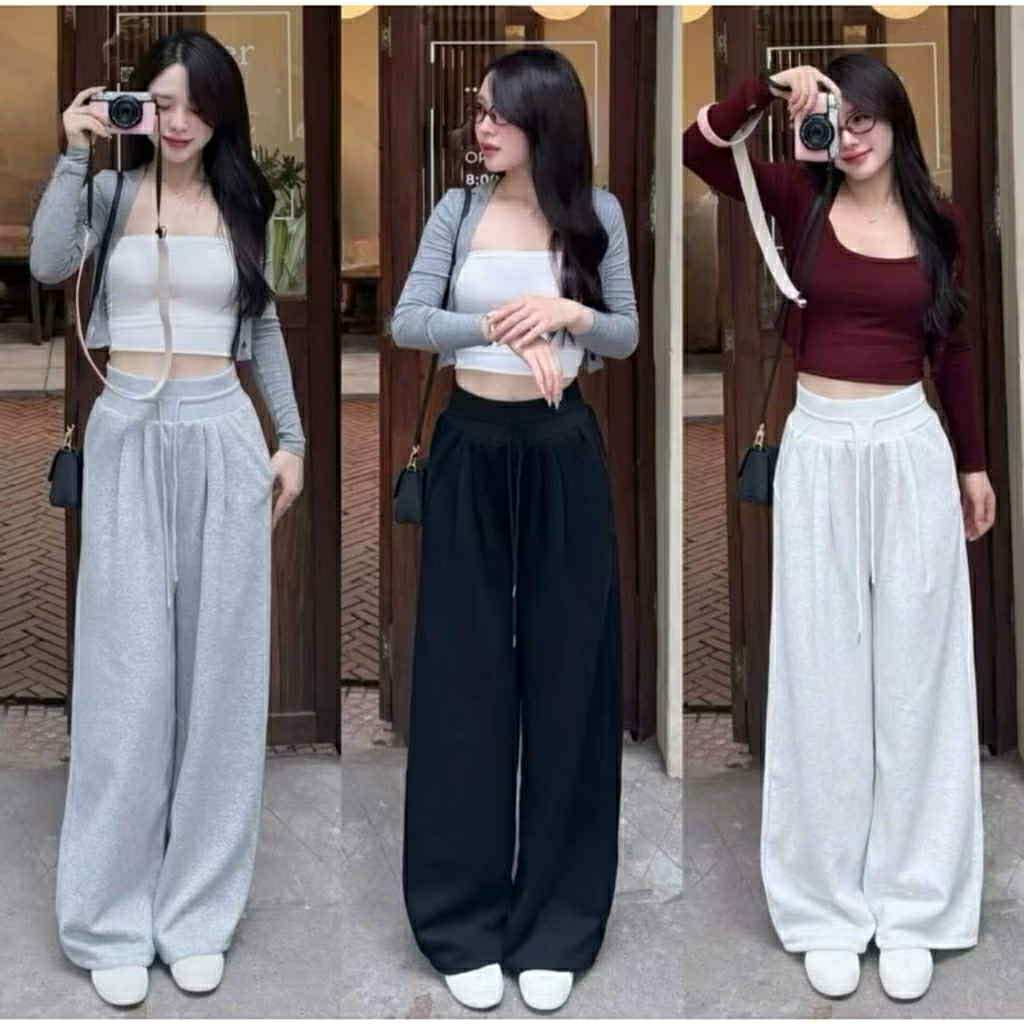 Gợi ý các mẫu quần lưng thun nữ ống rộng đáng mua hiện nay