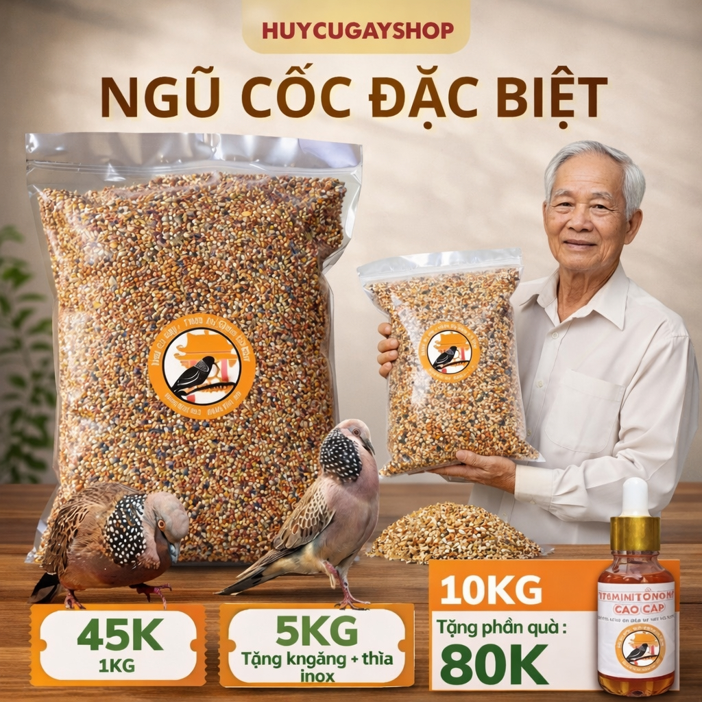 Thức ăn Chim Cu Gáy Ngũ Cốc Đặc Biệt 18 Loại Hạt Hút Chân Không (1Kg) CÙNG QUÀ TẶNG KHỦNG!