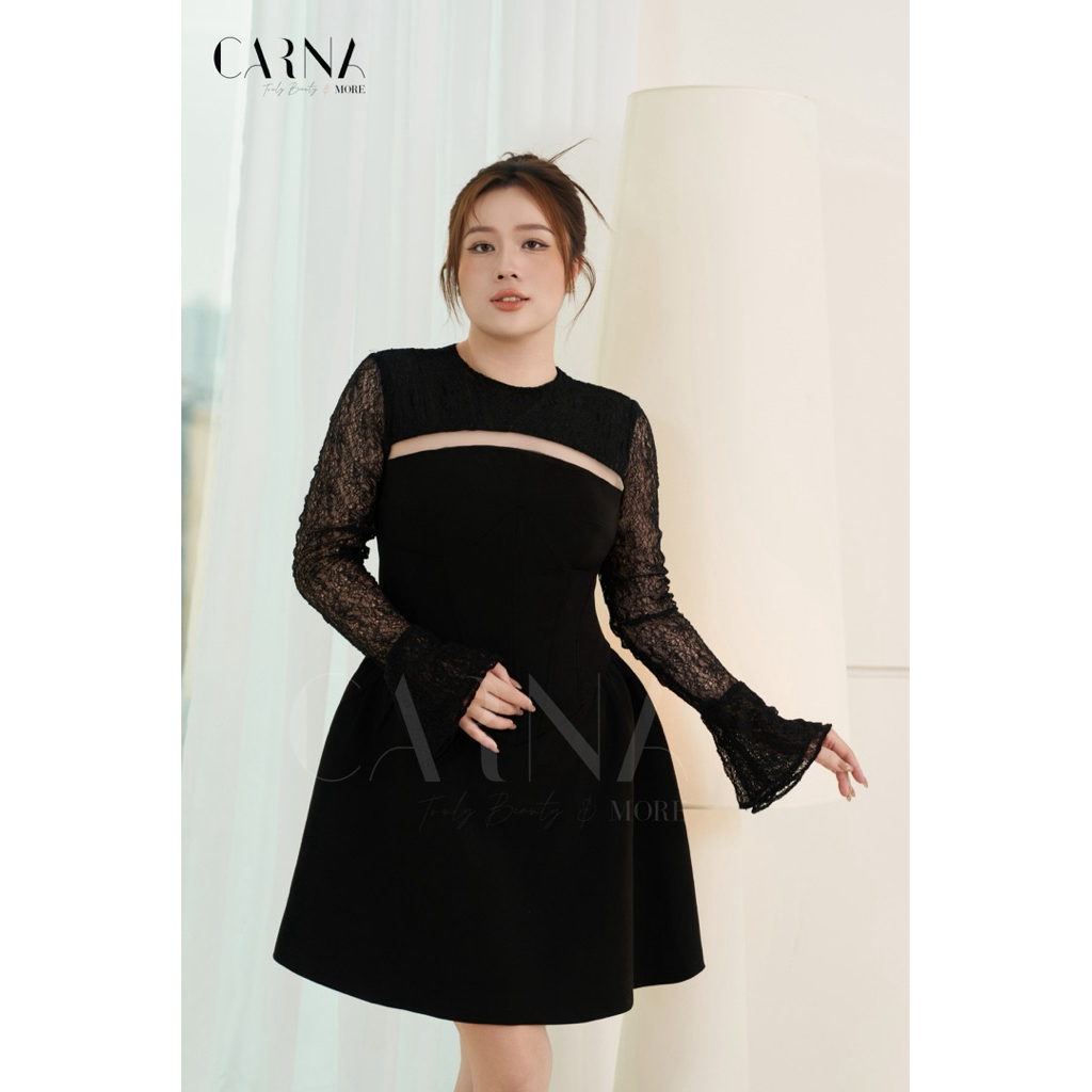 Izzi - Đầm bigsize corset dài tay dự tiệc siêu gọn