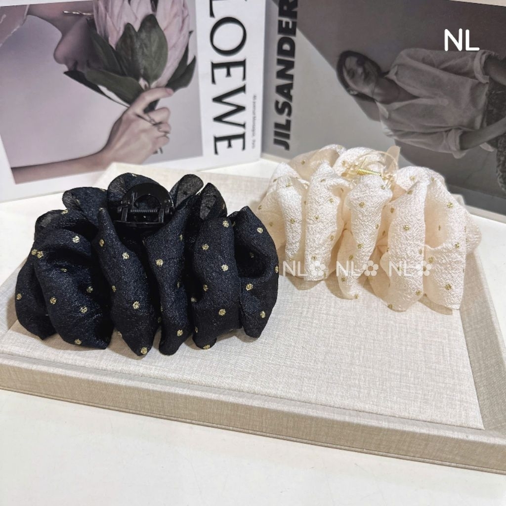 Kẹp tóc phồng nhũ vàng, kẹp tóc nữ 13cm