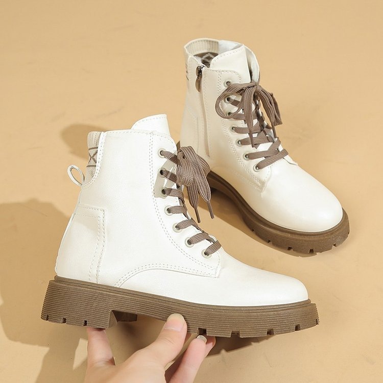 Giày Boot Nữ Giày Bốt Martin Cổ Cao Da Trơn Đế Cao Chống Trượt Phong Cách Hàn Quốc Cá Tính Mun Shoes M512