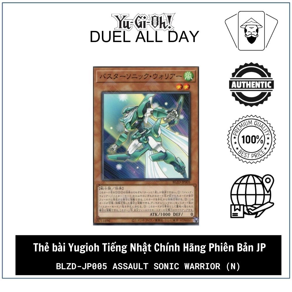 Thẻ bài Yugioh Tiếng Nhật Chính Hãng Phiên Bản JP: BLZD-JP005 Assault Sonic Warrior (N)