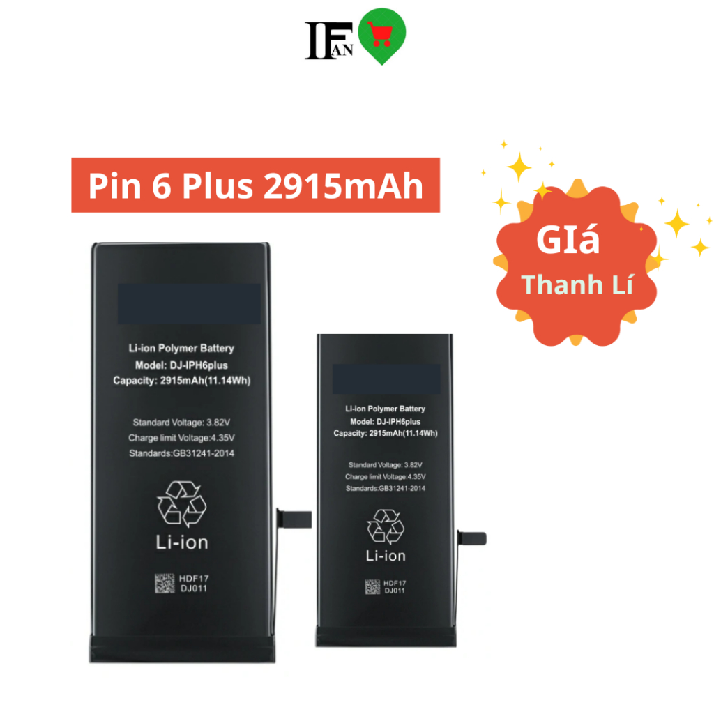 [Tồn Kho] Pin Linh Kiện Dành Cho iPhone 6 Plus (2915mAh) Có Bảo Hành