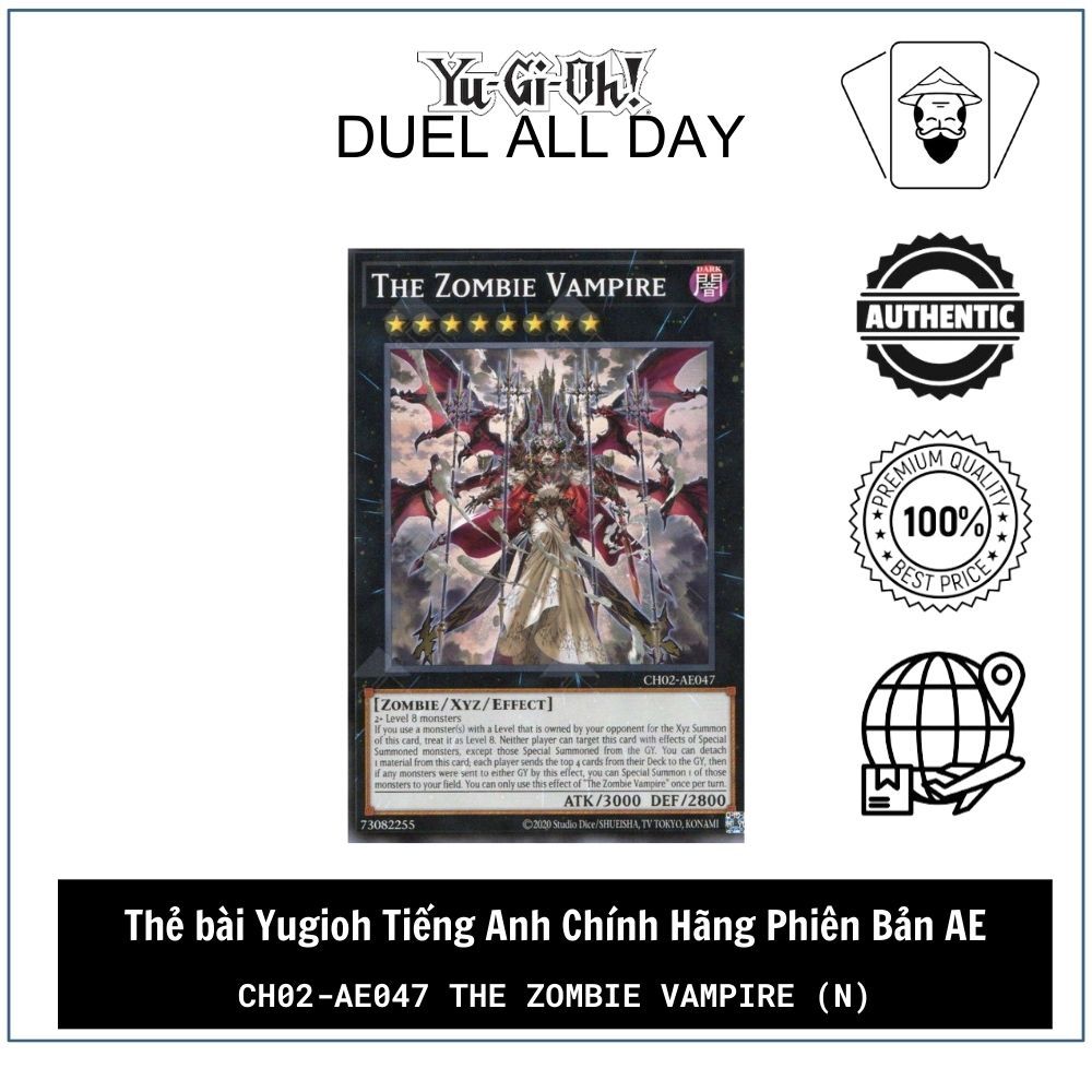 Thẻ bài Yugioh Tiếng Anh Chính Hãng Phiên Bản AE:CH02-AE047 The Zombie Vampire (N)
