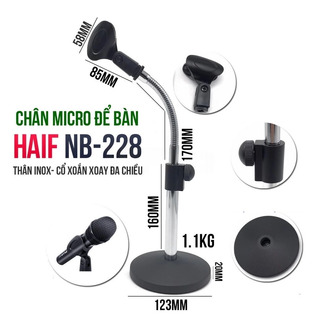 Chân Đế Micro Để Bàn Microphone Stand NB 228 - Chân gắn micro để bàn dùng cho hội nghị, hội thảo...