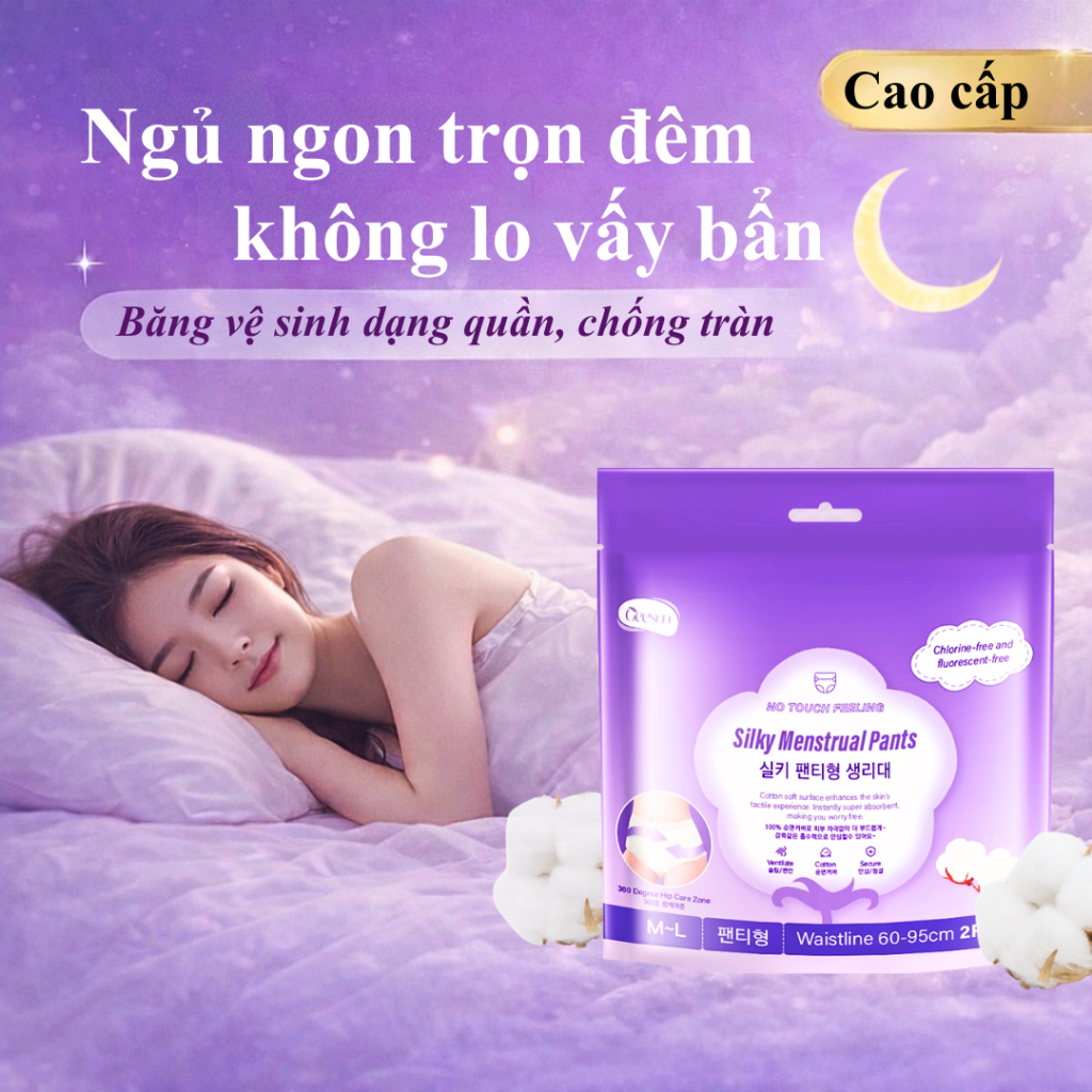 [GEESOO] - Băng Vệ Sinh Dạng Quần, Siêu Thấm Hút, Chống Tràn Hiệu Quả, An Tâm Ngủ Ngon (2 miếng/gói)