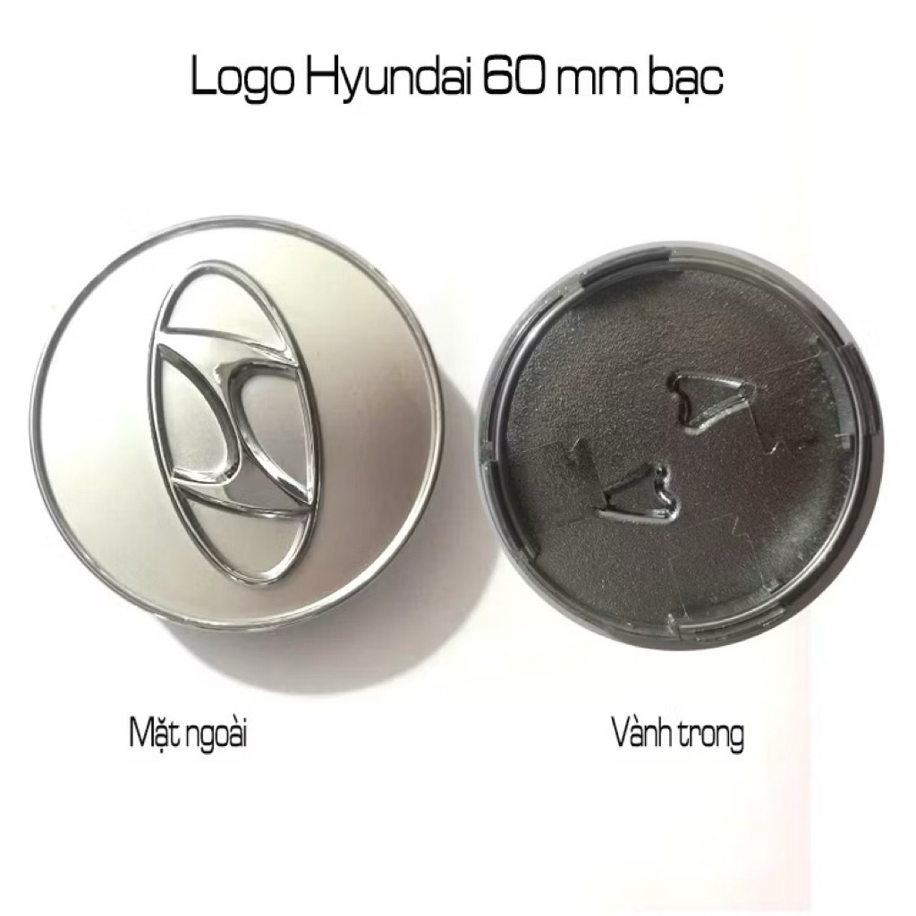 4 chiếc Logo lazang bánh xe Hyundai I10, Elantra, Santafe, I20, I30, Sonata, Avante, - Đường kính: 6