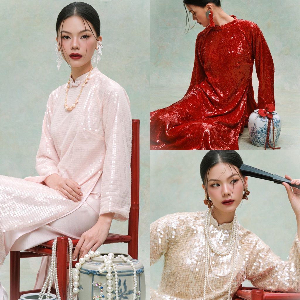 áo dài kim sa blink blink (tặng kèm quần)