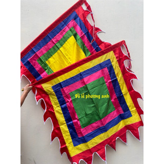 FEEESHIP cờ thần vuông ngũ sắc 40cm- 1m- 1m2, cờ lễ hội đầy đủ kích thước, vải phi loại 1